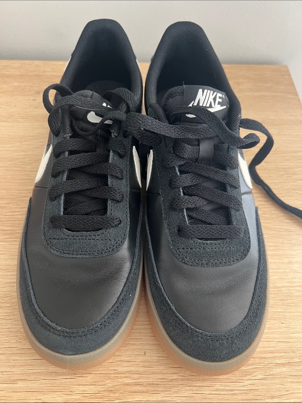 Nike Black and White Big Kids Low-Top Sneakers with Gum Sole